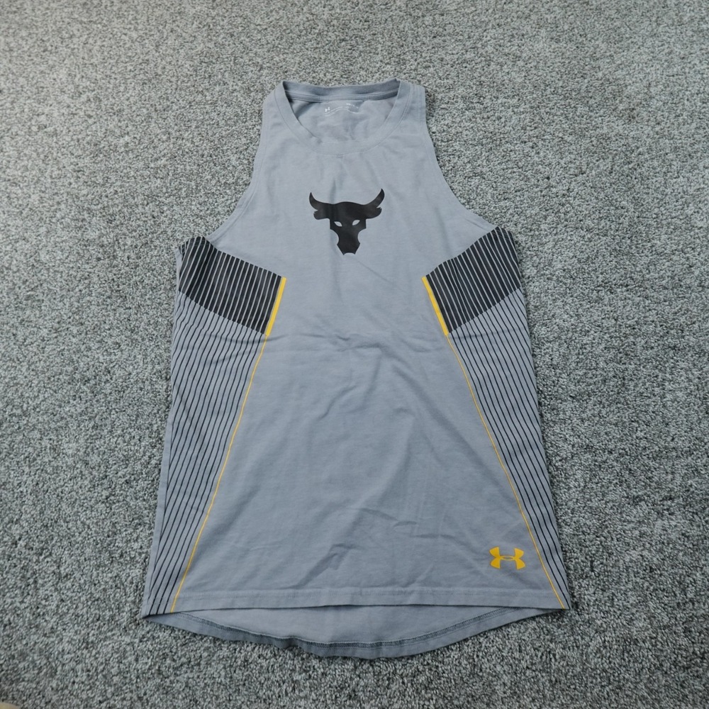 Under Armour Tank Top Mens M Gray Project Rock HeatGear Sleeveless Gym Shirt Run